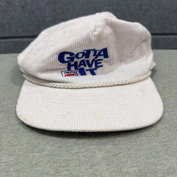 Other - Vtg PEPSI Snapback Courduroy Rope White Embroidered Hat Gotta Have It 90s OSFA